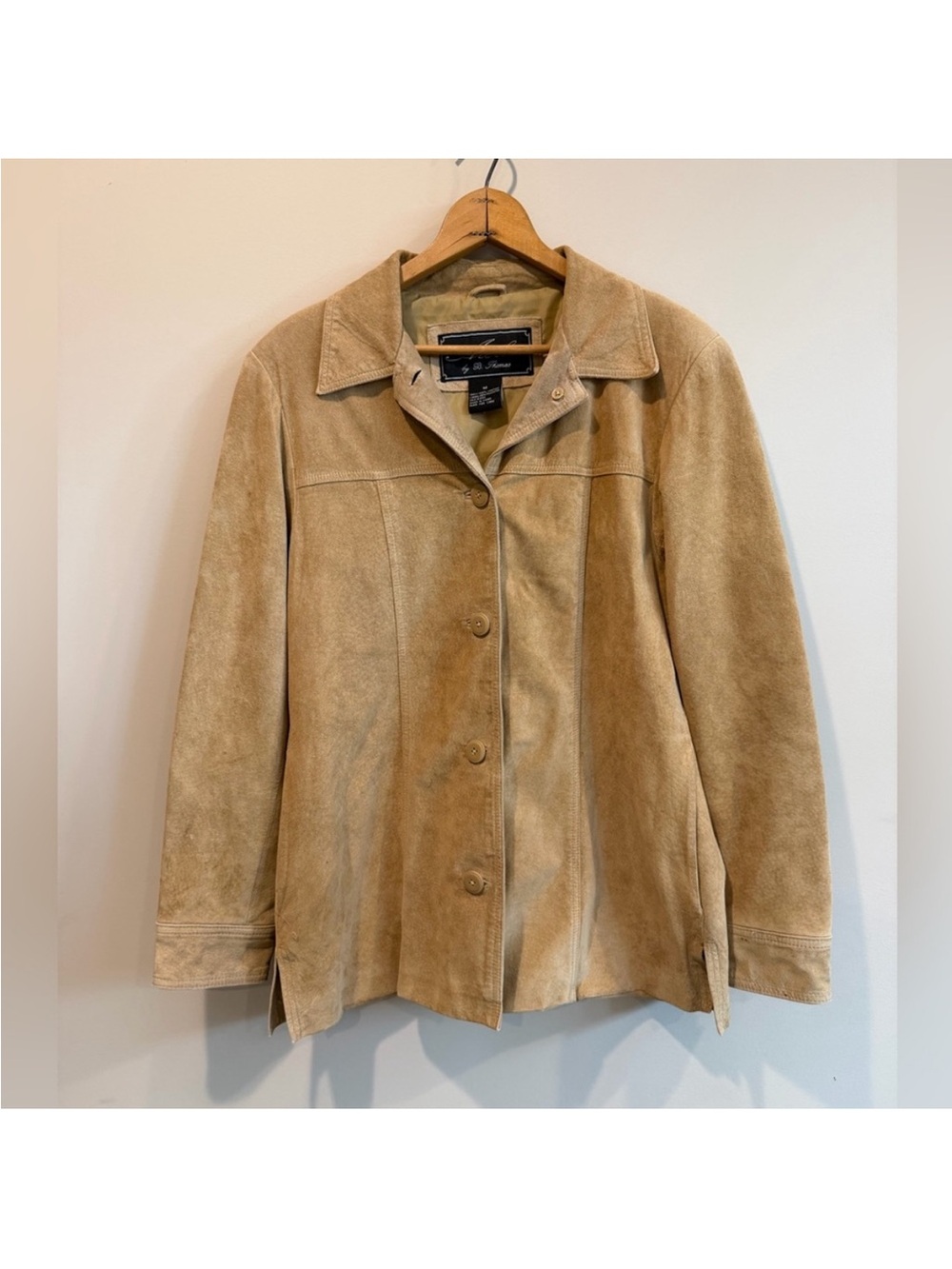 Vintage Suede Button-Front Jacket — Tan